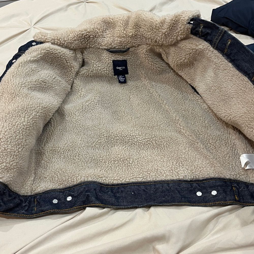 GAP Blue Denim Kids Jacket with Sherpa Collar - Picture 2 of 7